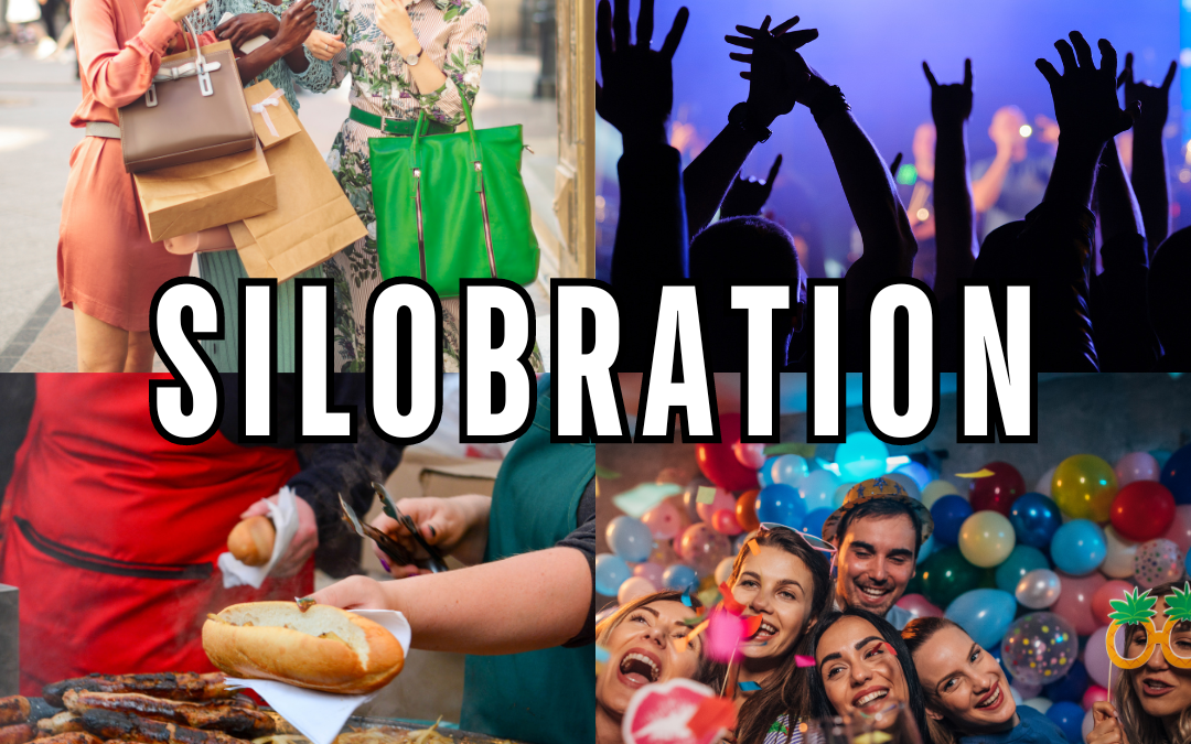“Collage of shopping, party, foods, and people celebrating at Waco Silobration 2024