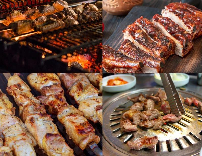 Collage of diverse barbeque styles in Waco