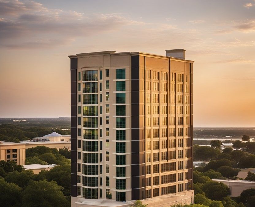 Exterior view of the Hilton Waco hotel showcasing its modern architecture and inviting ambiance