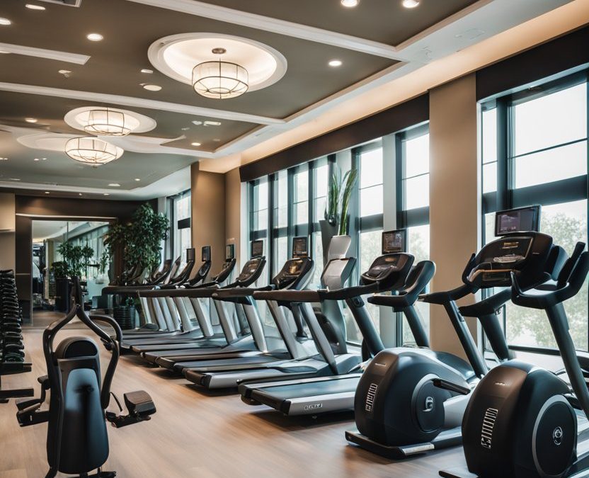 Upscale hotel fitness center with state-of-the-art equipment in Waco