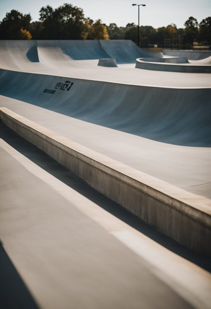 
Explore a skate park in Waco, Texas, complete with clear safety signage and smooth concrete ramps. Thrill-seekers, get ready for an exhilarating ride!