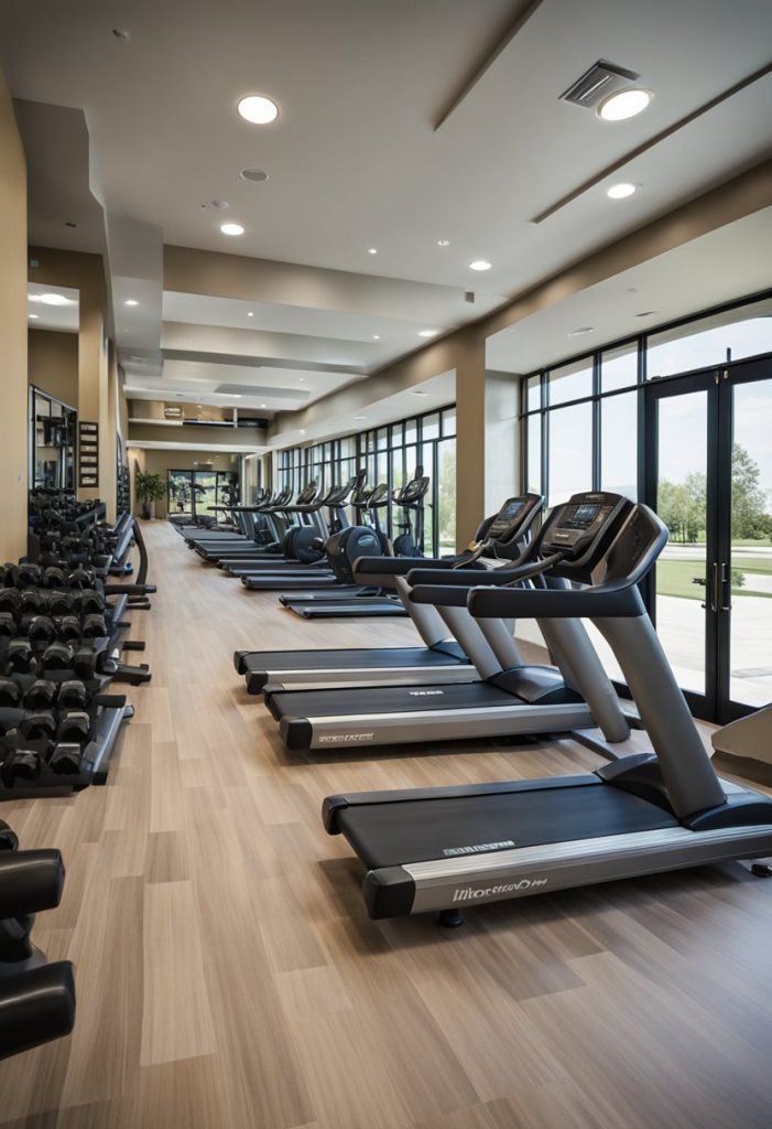 A modern Hilton Garden Inn Waco hotel with a fully-equipped fitness center, featuring exercise equipment and amenities for guests