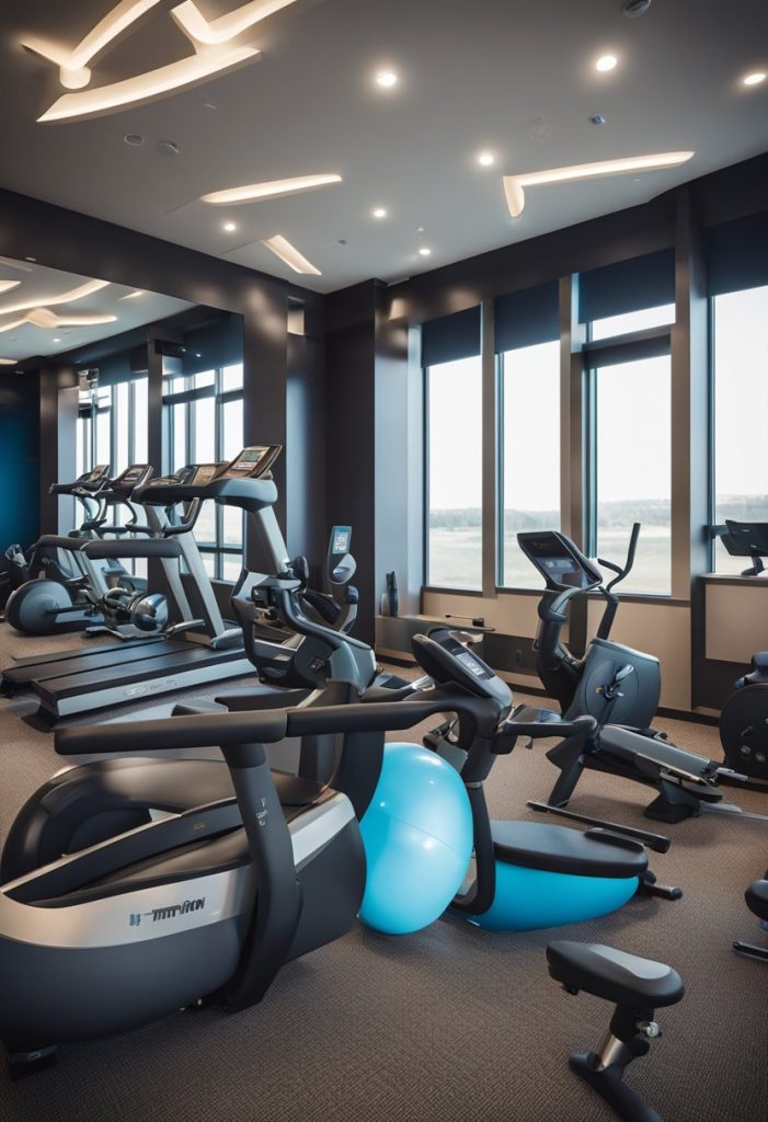 A modern Tru By Hilton Waco South hotel with a sleek fitness center, located in Waco