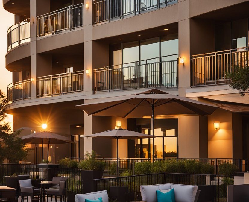 Exterior view of Residence Inn by Marriott Waco, showcasing modern architecture and lush surroundings