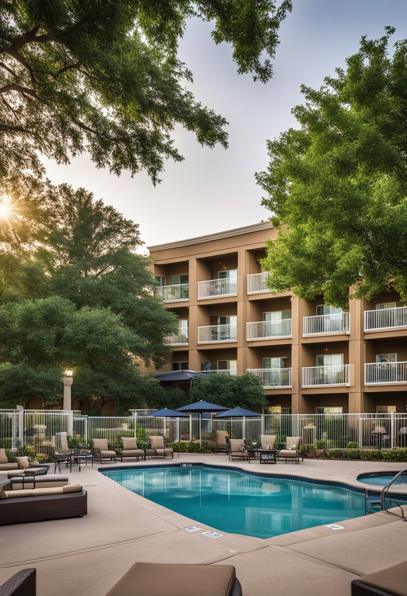 The Fairfield Inn & Suites by Marriott Waco North is surrounded by lush greenery, with a golf course nearby