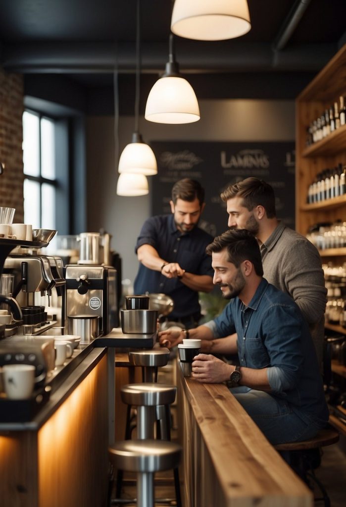 
A bustling café with modern decor, filled with the aroma of freshly brewed coffee and the clinking of glasses. The baristas expertly craft intricate latte art while patrons chat and relax in the trendy atmosphere of the Trendy Cafés and Coffee Shops in Waco.