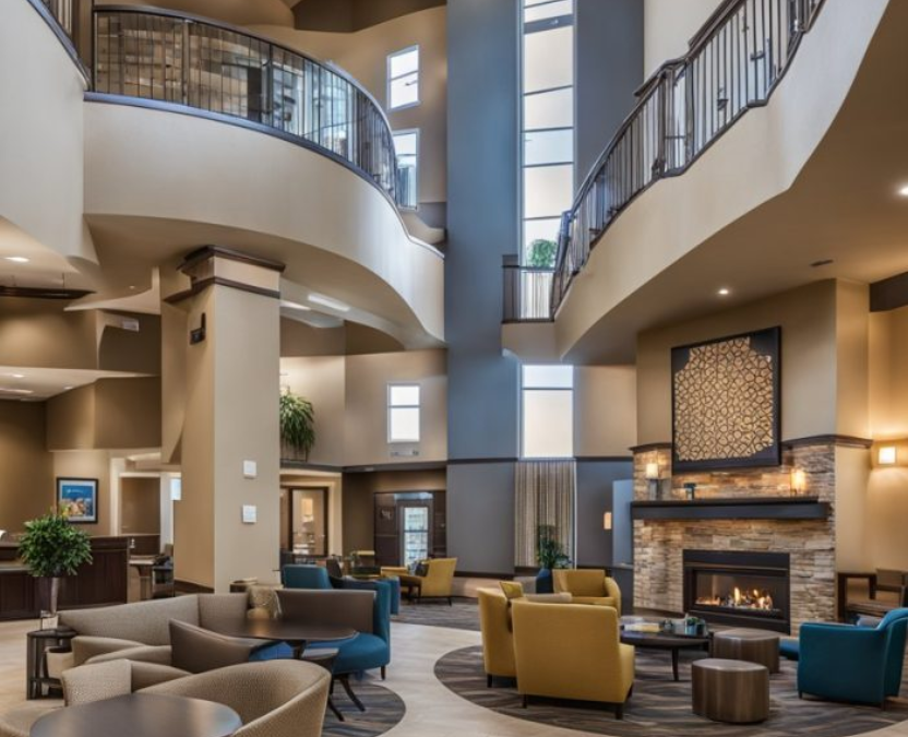 Chic and comfortable lobby at Comfort Suites Waco North, showcasing elegant décor and a welcoming atmosphere.