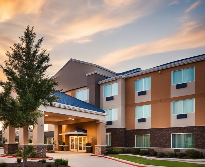 Exterior view of Fairfield Inn & Suites Waco with well-lit entrance and modern design