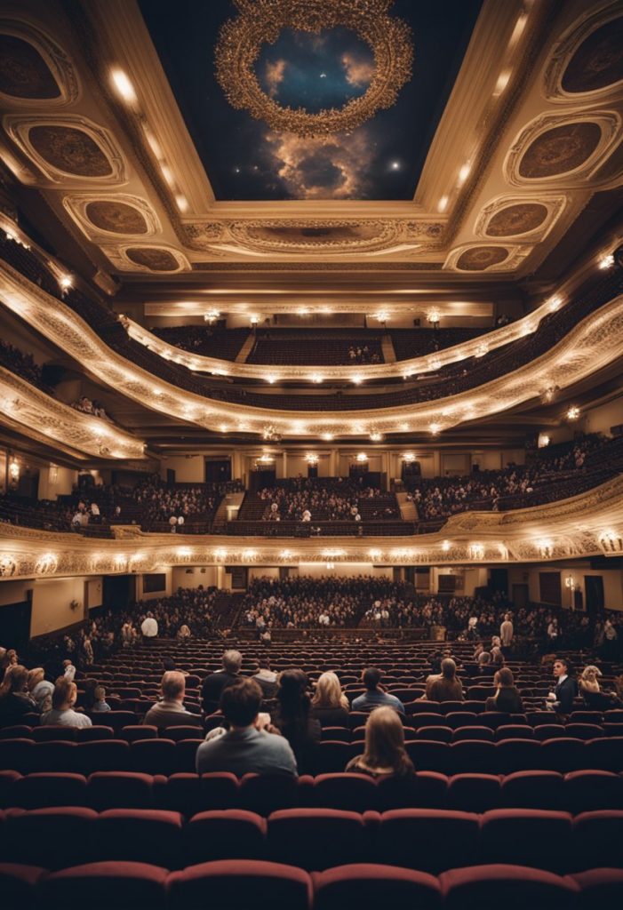 The bustling crowd fills the historic Hippodrome Theatre, laughter and applause echoing as comedians take the stage for stand-up events in Waco