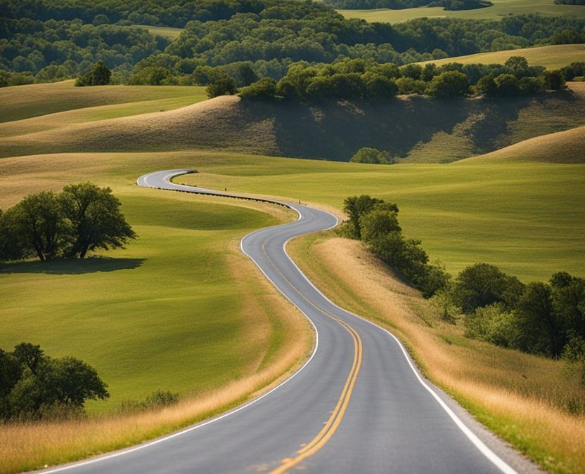 Road view from Waco to Woodway, Texas