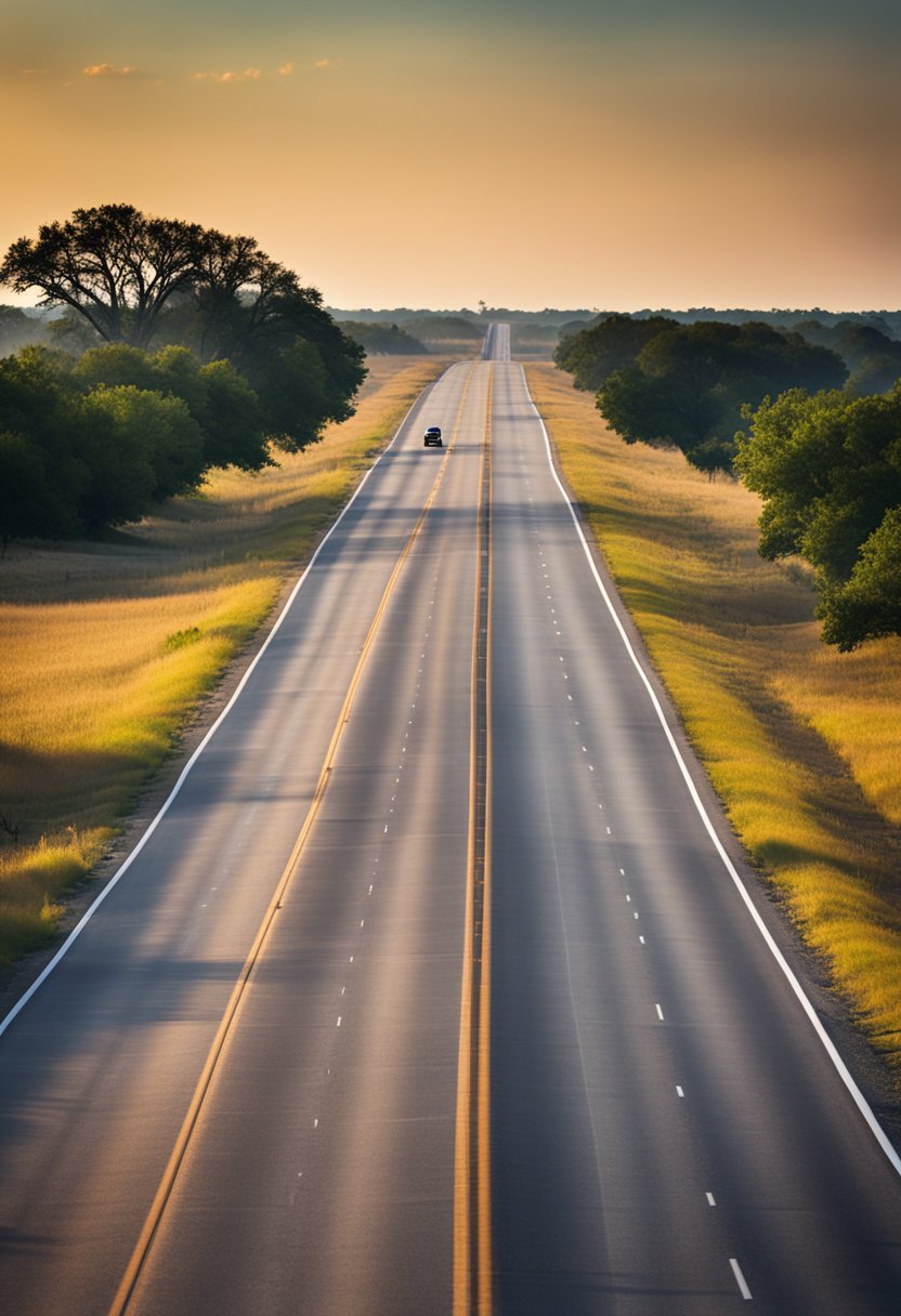 The road stretches between Waco and Woodway, Texas. The distance is 7 miles, and the travel time is approximately 15 minutes