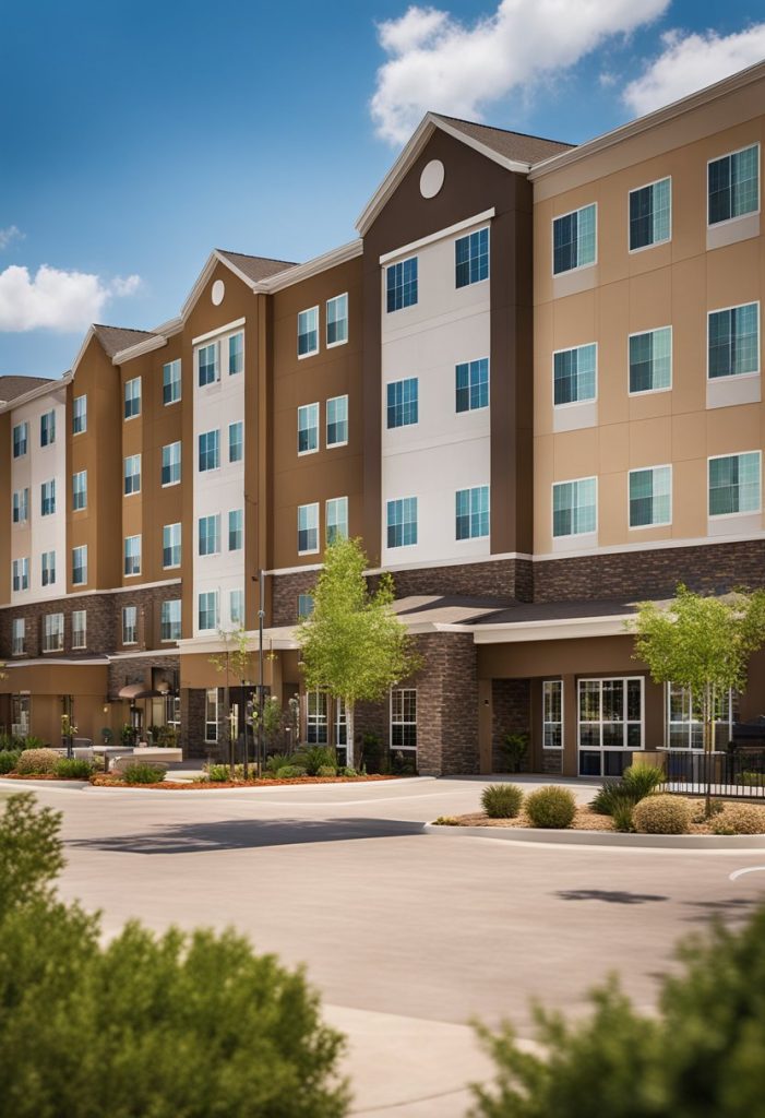 Candlewood Suites Waco: A modern hotel with easy access from the main road, surrounded by well-maintained landscaping and ample parking