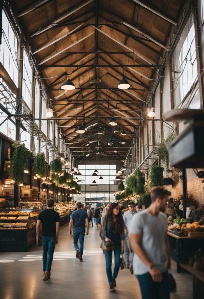 Visitors stroll through Magnolia Market, browsing shops and enjoying live music at the Silos in Waco