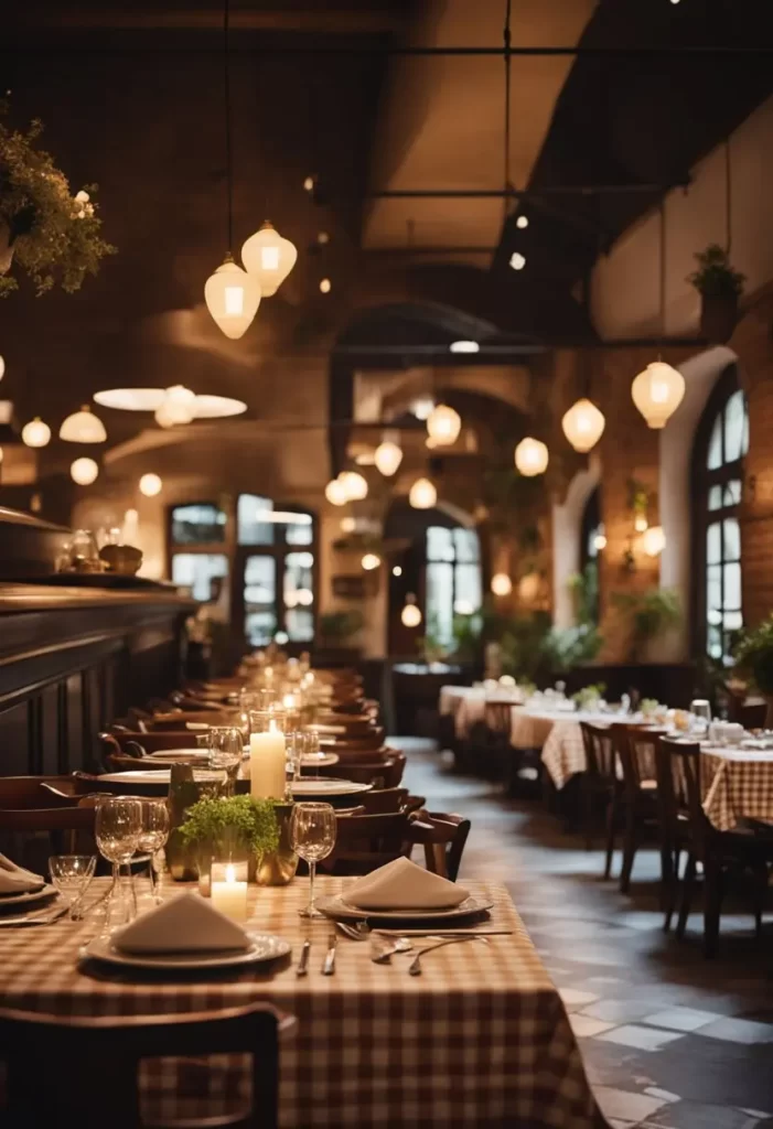 Cozy Italian restaurant interior in Waco with candlelit tables and elegant decor: personal recommendation: Top Italian Restaurants in Waco.