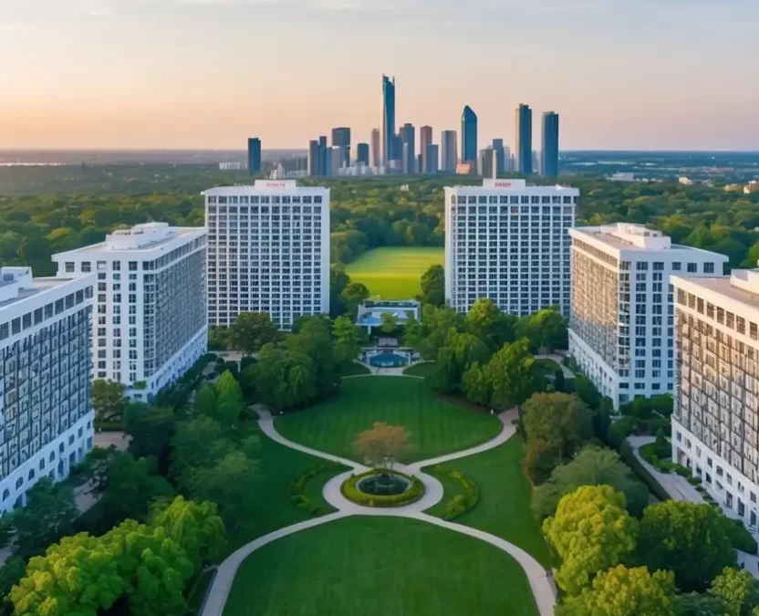 Top 10 Hotels near Council Acres Park - aerial view of Council Acres Park with surrounding top hotels