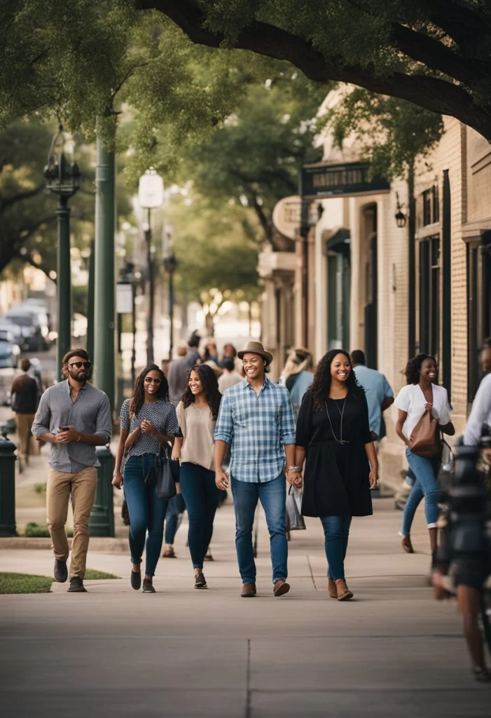 Happy travelers on a walking tour in Waco