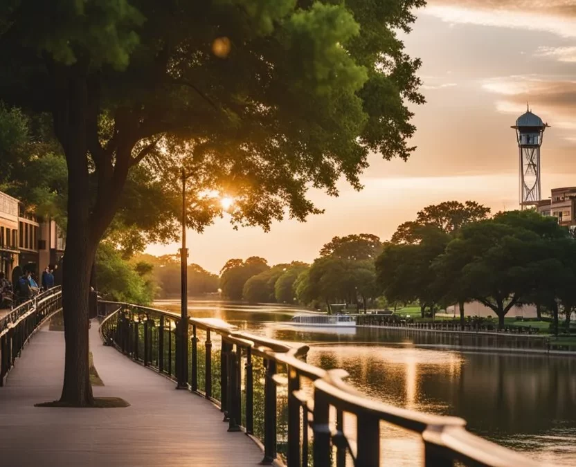 Scenic view of Waco Riverwalk along the Brazos River