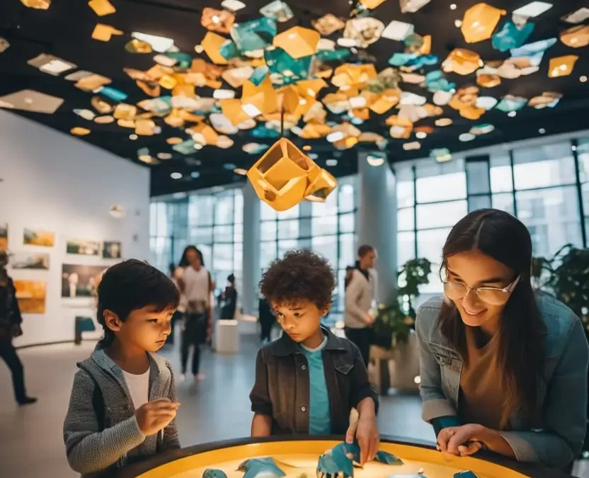 A colorful and interactive museum with children and parents exploring exhibits and engaging in hands-on activities at Family Friendly Museums in Waco.