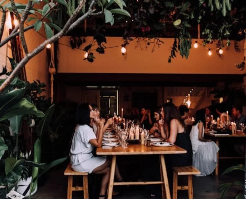 People enjoying a meal at a restaurant near Baylor University in Waco, Texas.