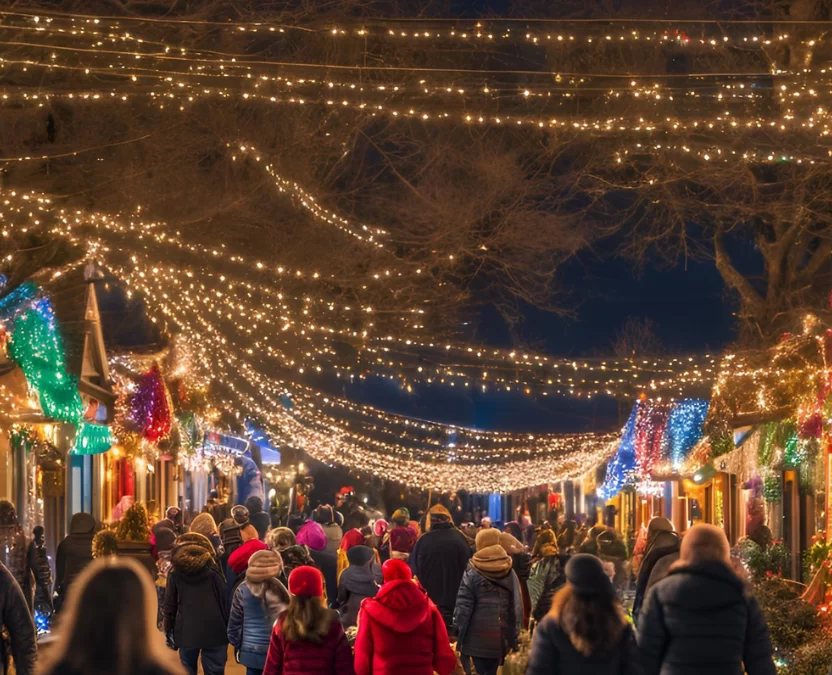 People enjoying Magical Christmas Lights in the Village in Waco, Texas