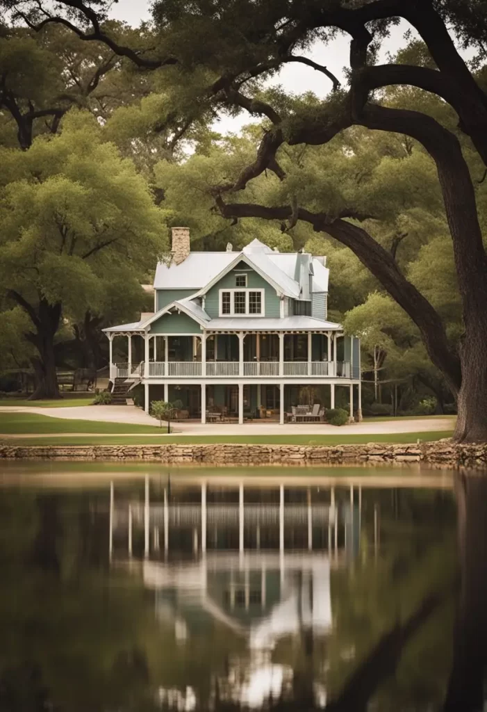 A charming bed and breakfast nestled among towering oak trees with a picturesque view of the Brazos River in Waco, Texas. Where to Stay in Waco Texas.