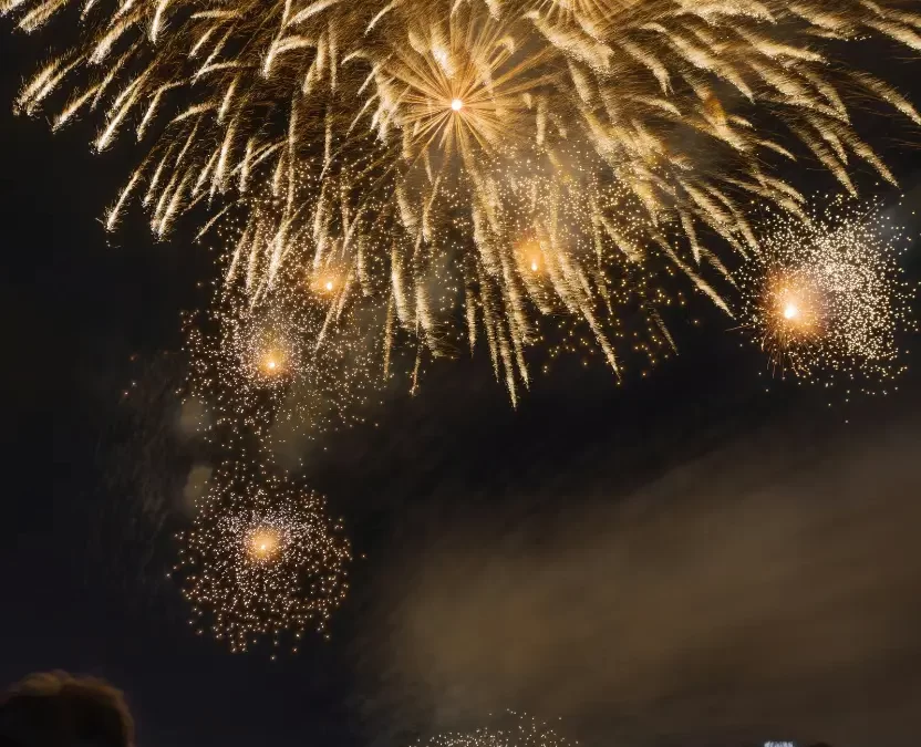 People watching fireworks during the New Year's Eve Countdown in Waco, Texas 2025.