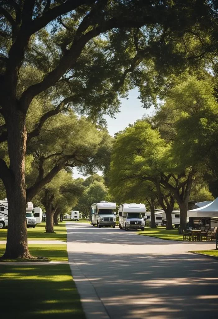 A serene RV park nestled among towering oak trees, with neatly paved roads and spacious lots for long-term stays in Waco, Texas. Top 10 Long-Term RV Parks in Waco Texas.