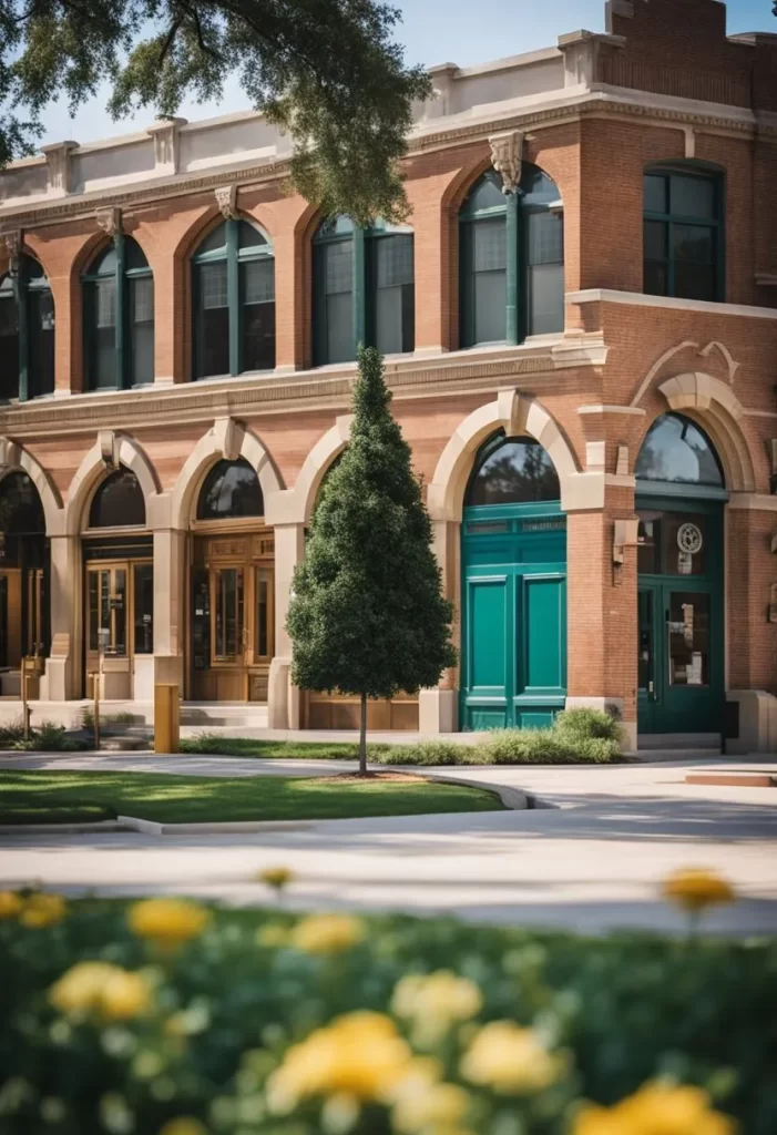 A colorful array of museum facades line the street, each with its own unique architecture and style. Visitors bustle in and out, eager to explore the treasures within. Unique Museums in Waco Texas.