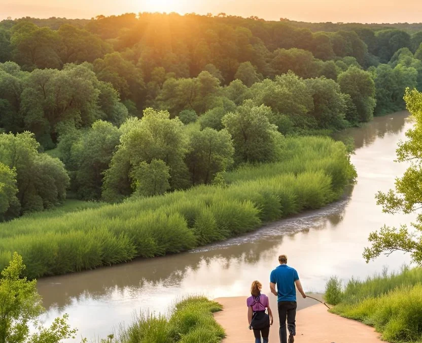 Dog-friendly hiking trail at Cameron Park in Waco, Texas.