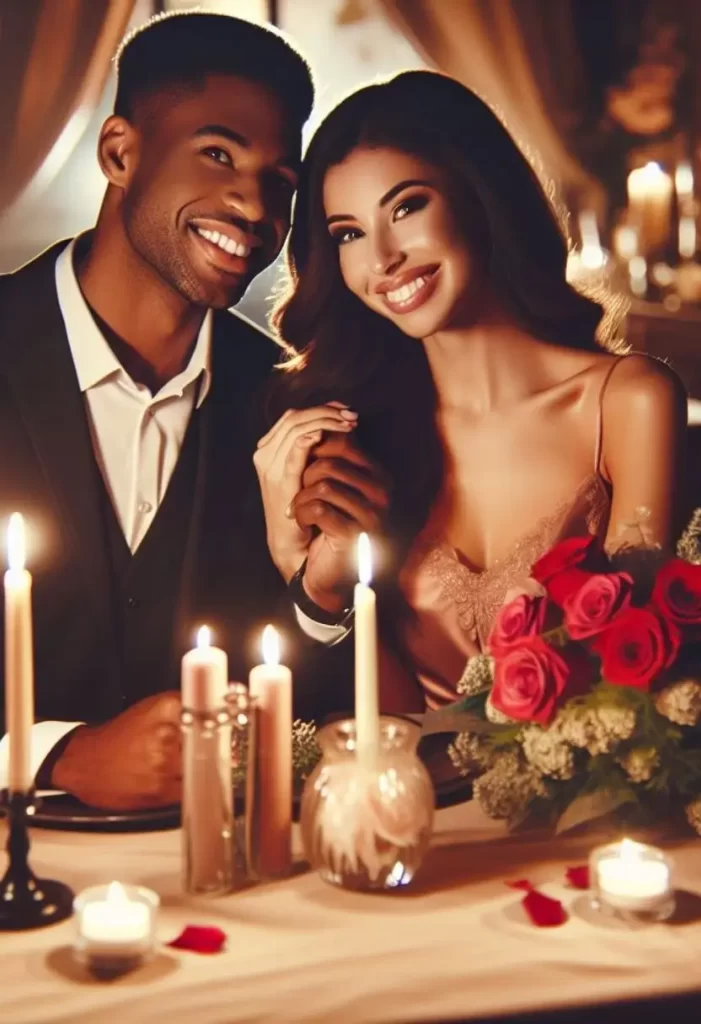 A couple enjoying a romantic Valentine's Day dinner in Waco, Texas.