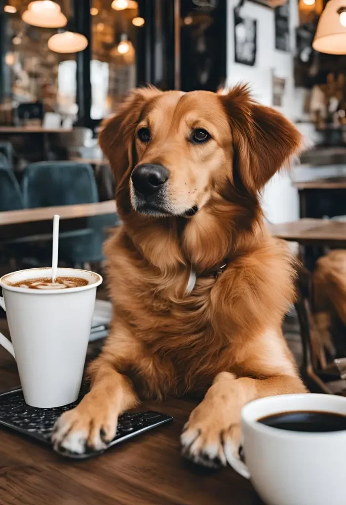 Dog relaxing in a pet-friendly coffee shop in Waco, Texas