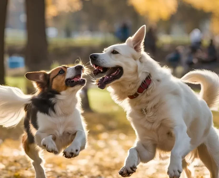 Dogs playing in Cameron Park, one of the Pet-Friendly Places in Waco, Texas