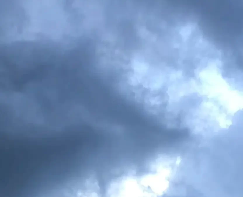 Dark storm clouds over Waco, Texas during tornado and flash flood warning